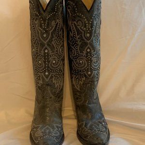 Corral Grey Studded Cowboy Boots